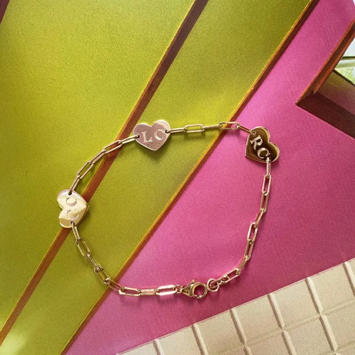 Bracelets Aurelia Demark Aurelia Demark 18K Gold Delicate Three Hearts Bracelet