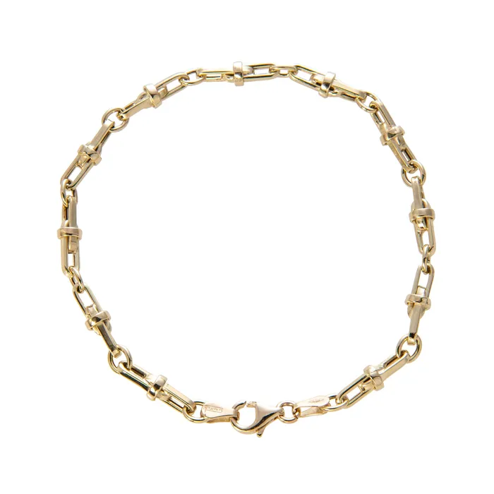 Bracelets Croghans 14K Yellow Gold Italian Interlocked Mixed Link Bracelet