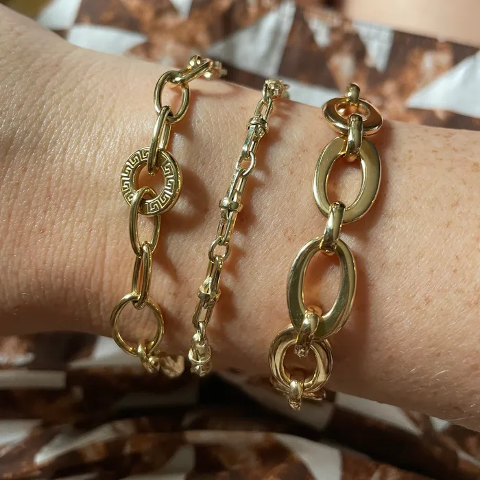 Bracelets Croghans 14K Yellow Gold Italian Interlocked Mixed Link Bracelet