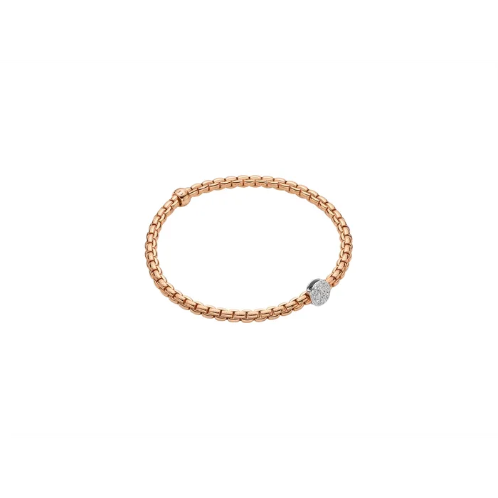 Bracelets FOPE Fope 18K Rose Gold Eka Collection Bracelet with 18K White Gold Pave Diamond Rondel Bracelets FOPE Fope 18K Rose Gold Eka Collection Bracelet with 18K White Gold Pave Diamond Rondel