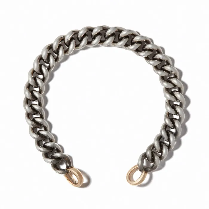 Bracelets Marla Aaron Marla Aaron Silver Mini Mega Curb Chain Bracelet