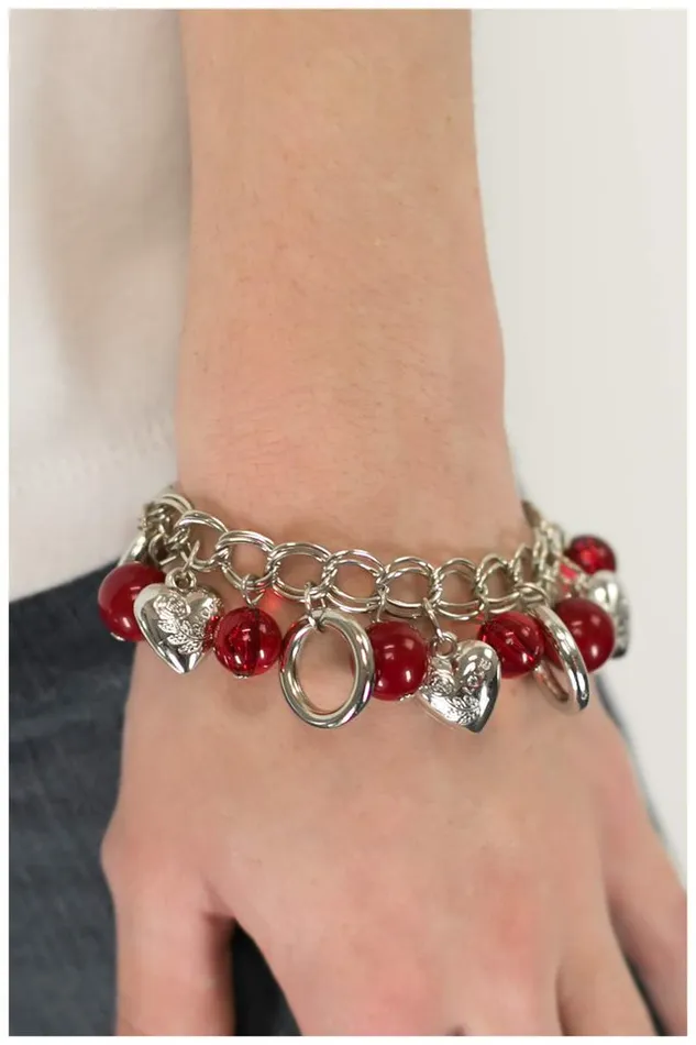 Bracelets Paparazzi Jewelry Paparazzi Bracelet Dance Right Into My Heart Red