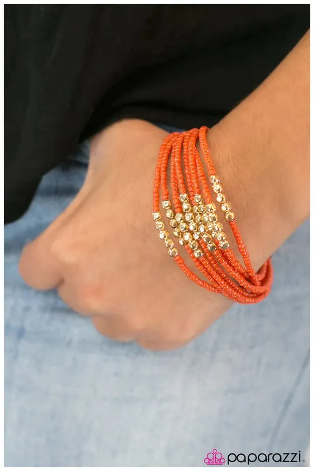 Bracelets Paparazzi Jewelry Paparazzi Bracelet Just BEAD it Orange