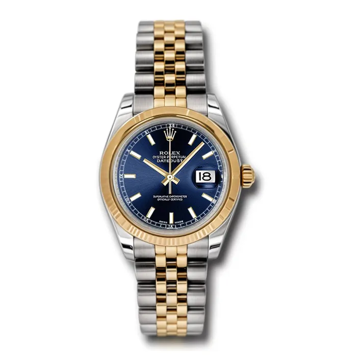Bracelets Rolex Datejust 31mm Ref 178243 blij Blue Stick Dial Two Tone Stainless Steel 18K Yellow Gold Jubilee Bracelet Womens Watch Rolex