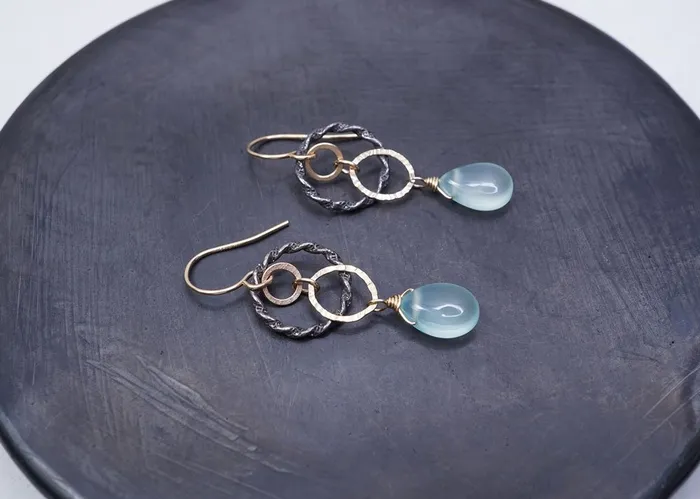 Calliope Twisted Circle Chalcedony Earrings Earrings