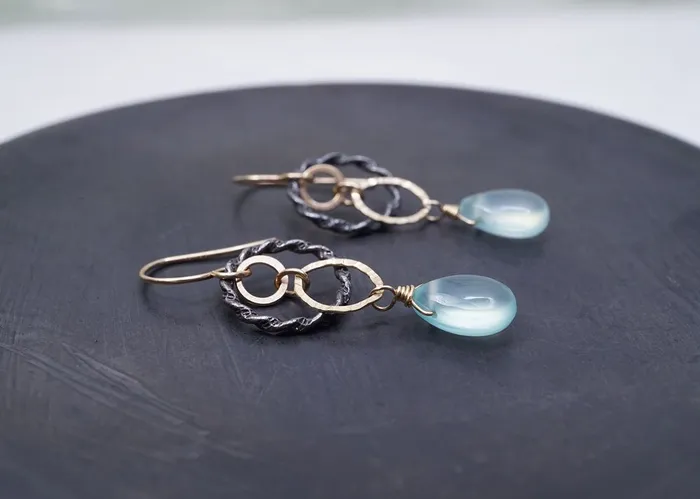 Calliope Twisted Circle Chalcedony Earrings Earrings