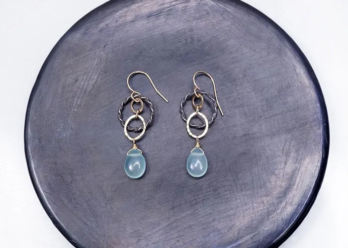 Calliope Twisted Circle Chalcedony Earrings Earrings