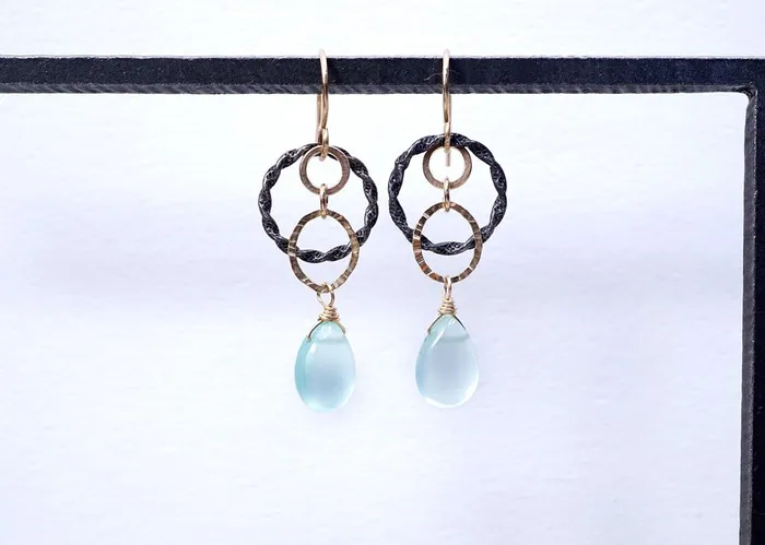 Calliope Twisted Circle Chalcedony Earrings Earrings