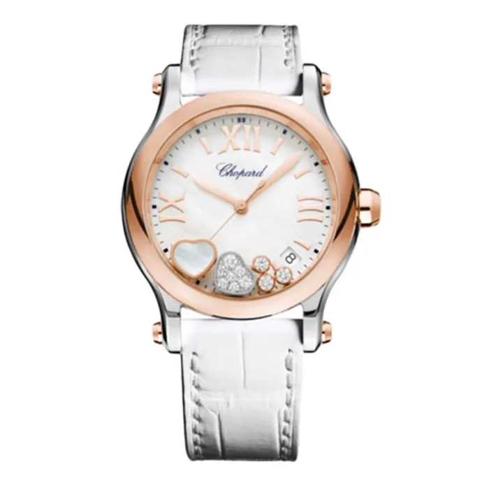 Chopard Earrings Chopard Happy Sport Happy Hearts 36mm Watch Ref 2785826009 White MOP Dial in 18K Rose Gold Stainless Steel Case White Alligator Leather Chopard Earrings Chopard Happy Sport Happy Hearts 36mm Watch Ref 2785826009 White MOP Dial in 18K Rose Gold Stainless Steel Case White Alligator Leather