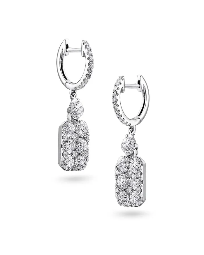 CJ Charles Jewelers Earrings 18kt White Gold Rectangular Motif Diamond Earrings