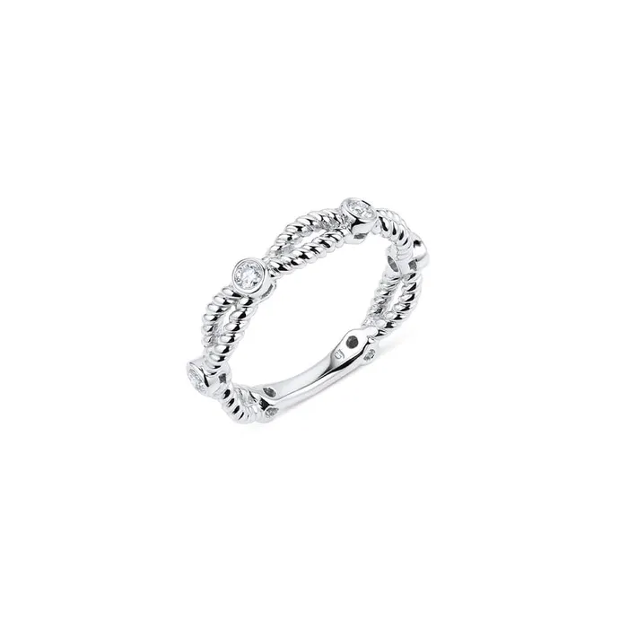 CJ Charles Jewelers Rings 18kt White Gold 4 Diamond Twist Band