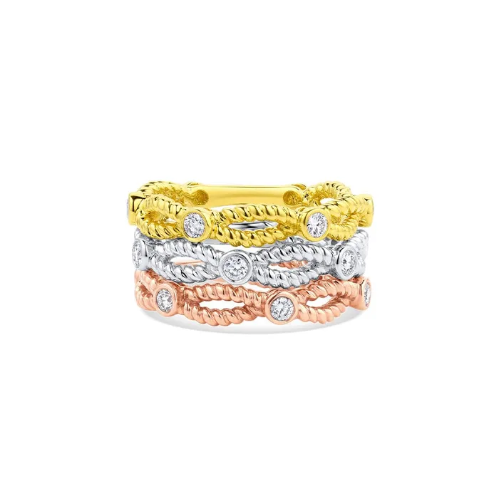 CJ Charles Jewelers Rings 18kt White Gold 4 Diamond Twist Band