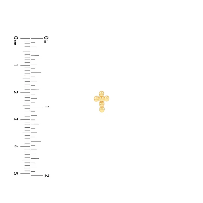 Croghans Earrings 14K Yellow Gold Beaded Mini Cross Stud Earrings