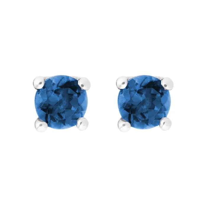 Croghans Earrings Blue Sapphire 14K White Gold 4mm Stud Earrings