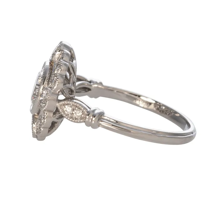 Croghans Rings Victorian Style 147ctw Round Diamond Cluster Engagement Ring
