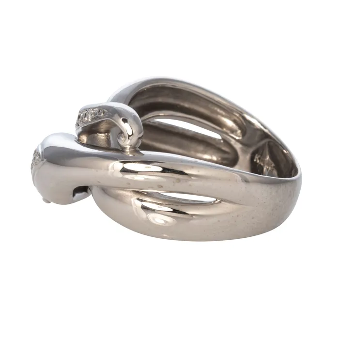 Croghans Rings Vintage Diamond Sapphire 18K White Gold Snake Ring