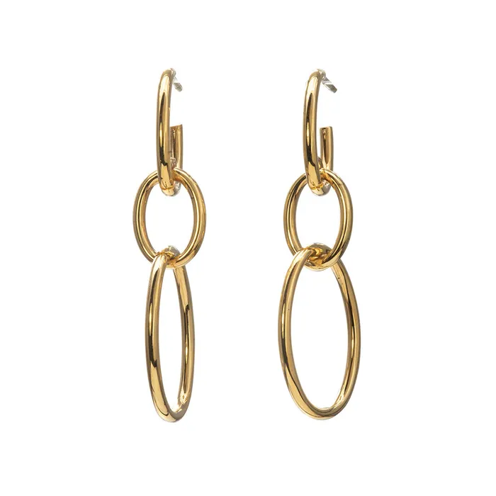 Earrings Croghans 14K Yellow Gold Oval Link Drop Earrings