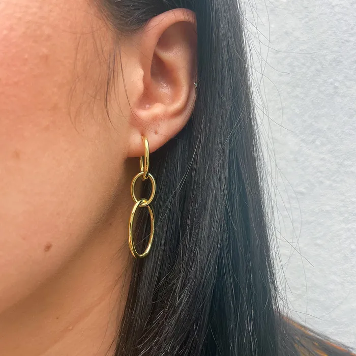 Earrings Croghans 14K Yellow Gold Oval Link Drop Earrings