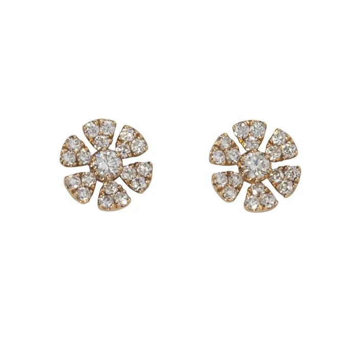 Earrings Croghans 50ctw Diamond 14K Yellow Gold Daisy Stud Earrings