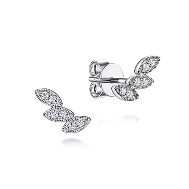 Earrings Gabriel Co 14K White Gold Marquise Design Diamond Climber Earrings