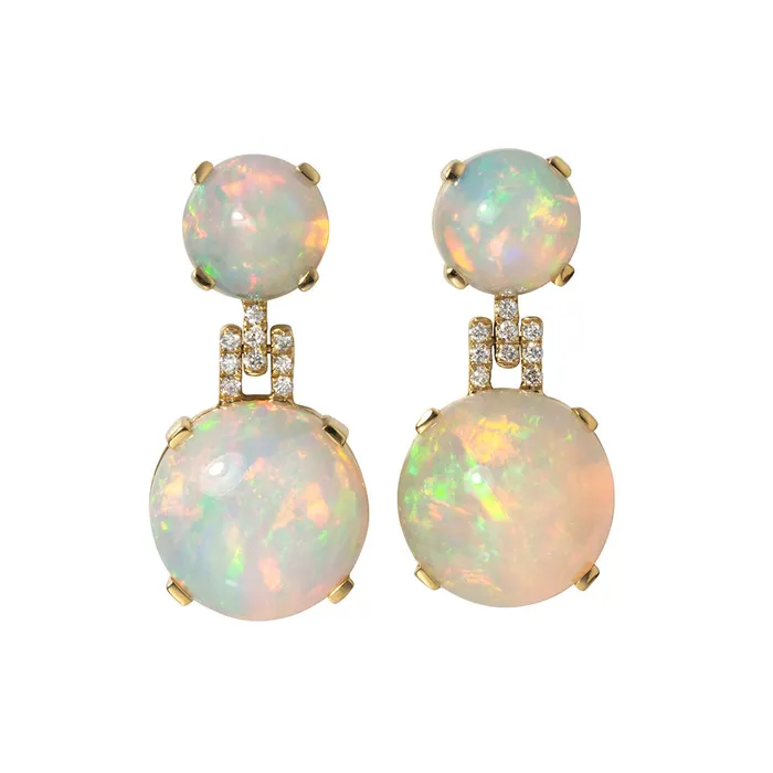 Earrings Goshwara Cabochon Opal Diamond 18K Gold Drop Earrings Goshwara