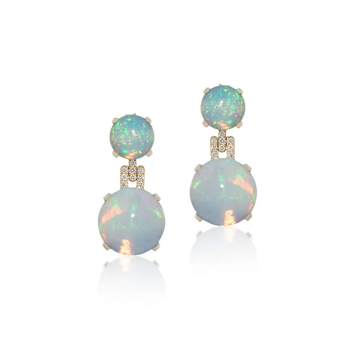 Earrings Goshwara Cabochon Opal Diamond 18K Gold Drop Earrings Goshwara