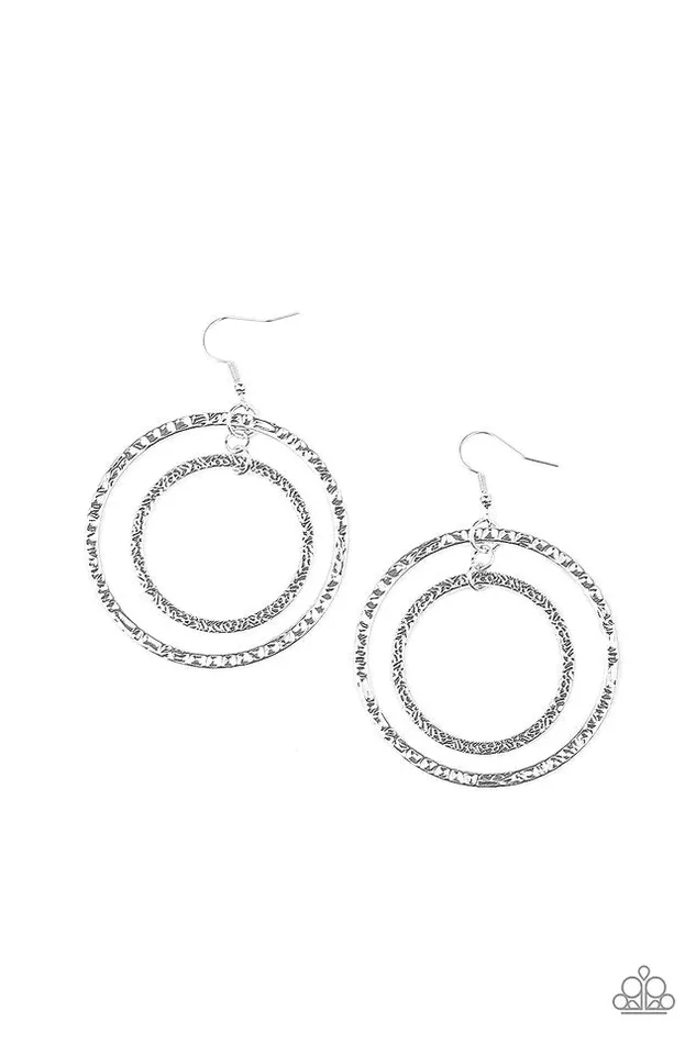 Earrings Paparazzi Earring Fiercely Focused Silver Paparazzi Jewelry