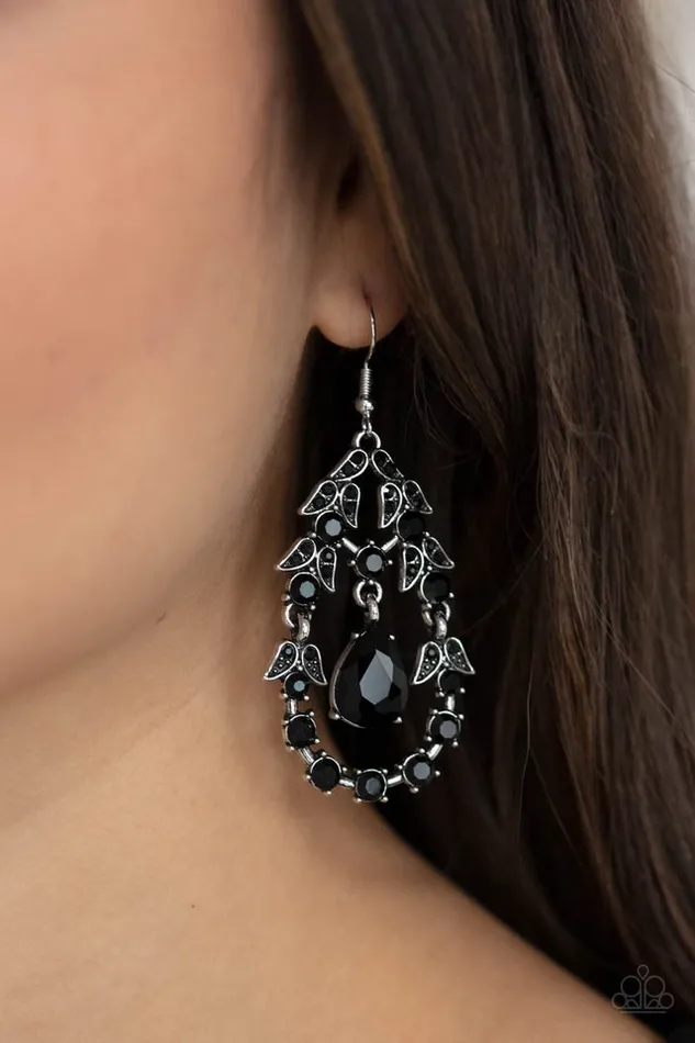 Earrings Paparazzi Earring Garden Decorum Black Paparazzi Jewelry