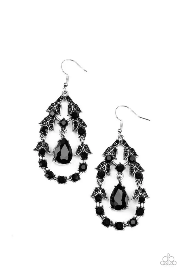Earrings Paparazzi Earring Garden Decorum Black Paparazzi Jewelry
