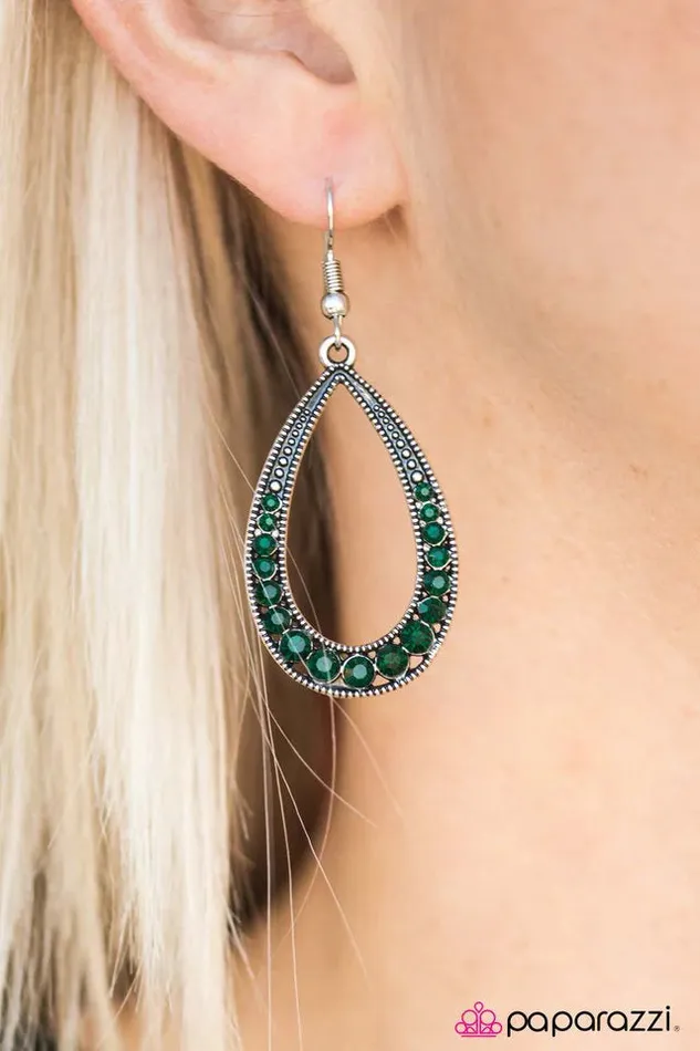 Earrings Paparazzi Jewelry Paparazzi Earring Cloudy With A Chance of SPARKLE Green