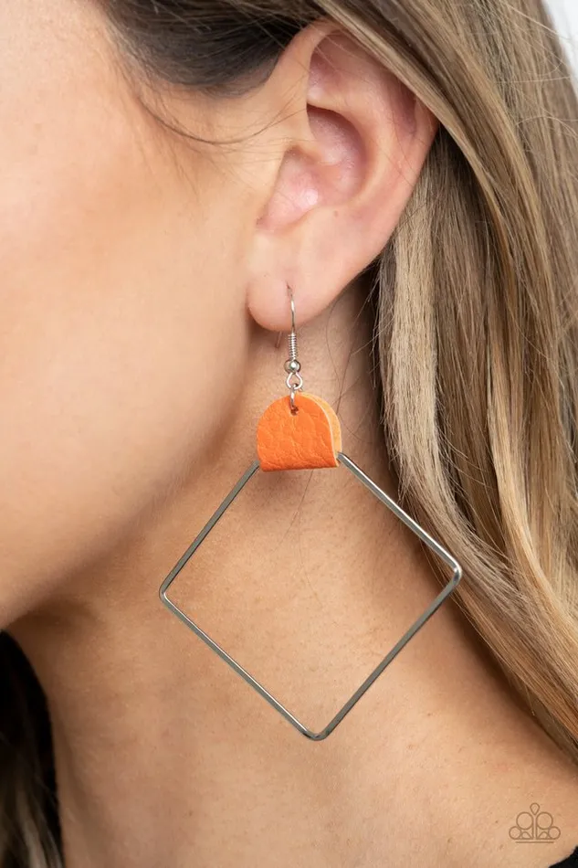 Earrings Paparazzi Jewelry Paparazzi Earring Friends of a LEATHER Orange