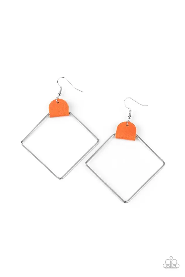 Earrings Paparazzi Jewelry Paparazzi Earring Friends of a LEATHER Orange