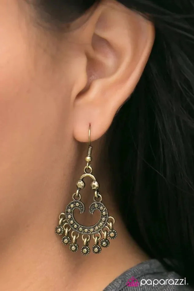 Earrings Paparazzi Jewelry Paparazzi Earring I Will Grant You Three Wishes Brass