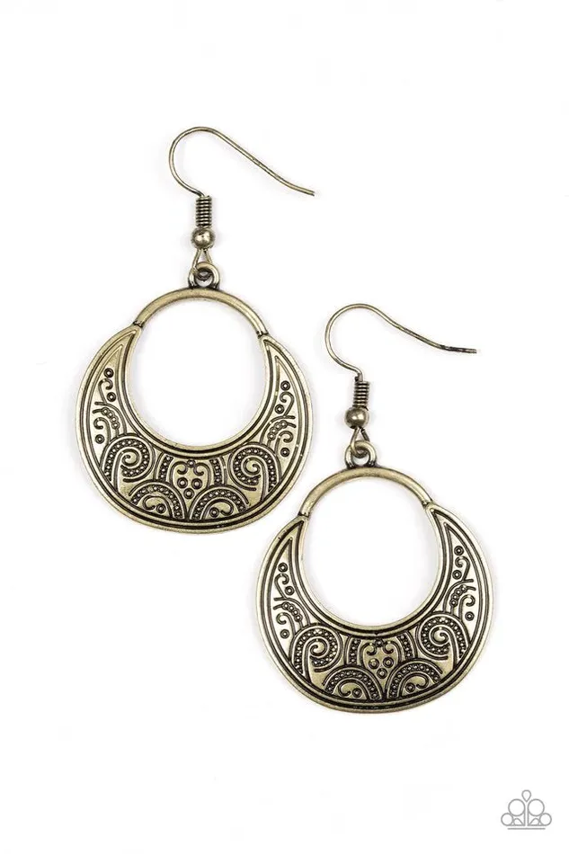 Earrings Paparazzi Jewelry Paparazzi Earring Noble Native Brass