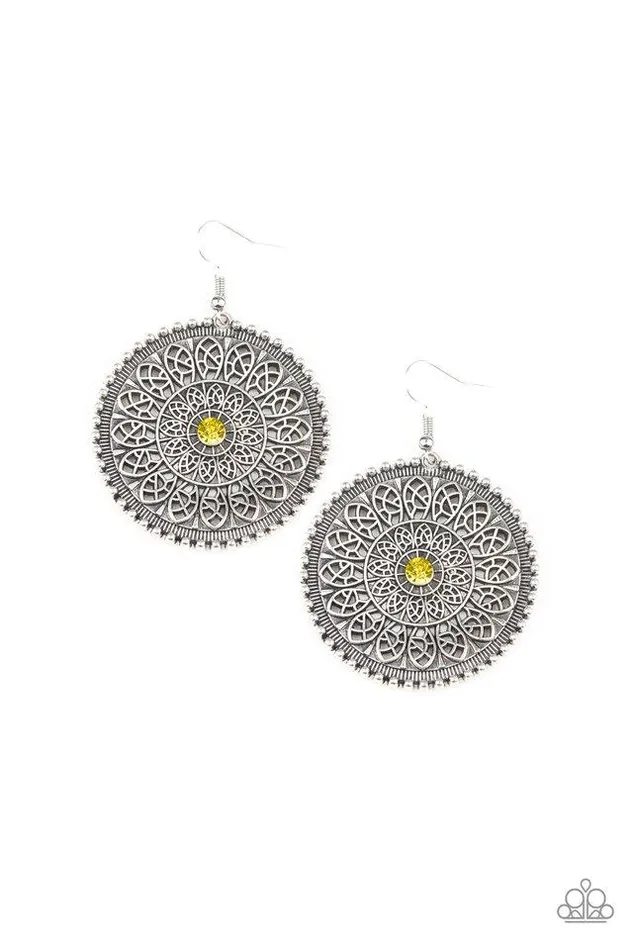 Earrings Paparazzi Jewelry Paparazzi Earring WHEEL and Grace Yellow