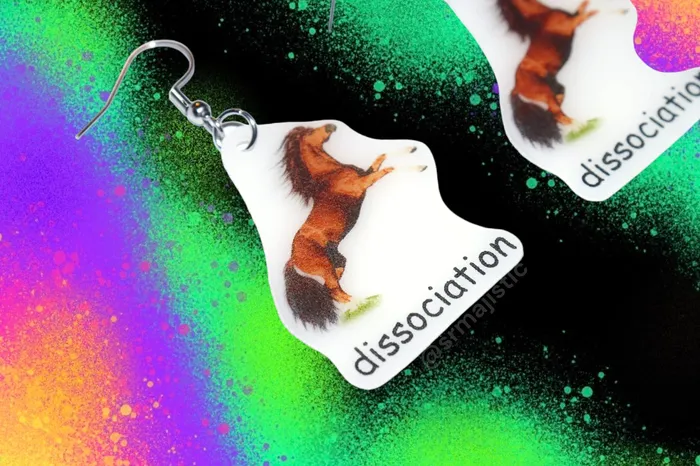 Earrings Sam Makes Things Dissociation Horse Meme Handmade Earrings