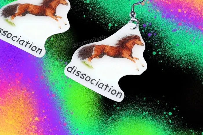 Earrings Sam Makes Things Dissociation Horse Meme Handmade Earrings
