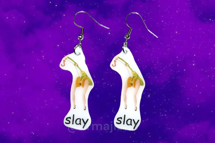 Earrings Sam Makes Things Fishing Rod with Legs Toy Story Slay Meme Handmade Earrings Earrings Sam Makes Things Fishing Rod with Legs Toy Story Slay Meme Handmade Earrings