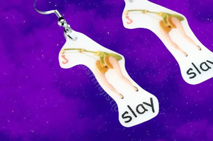 Earrings Sam Makes Things Fishing Rod with Legs Toy Story Slay Meme Handmade Earrings Earrings Sam Makes Things Fishing Rod with Legs Toy Story Slay Meme Handmade Earrings