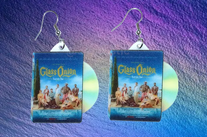 Earrings Sam Makes Things Glass Onion A Knives Out Mystery 2022 DVD 2D detailed Handmade Earrings Earrings Sam Makes Things Glass Onion A Knives Out Mystery 2022 DVD 2D detailed Handmade Earrings