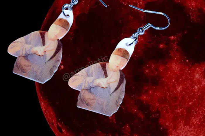 Earrings Sam Makes Things John Kramer Jigsaw Backwards Hat Saw Meme Funny Handmade Earrings