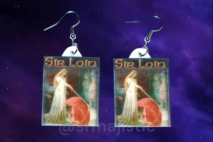 Earrings Sam Makes Things Sir Loin Princess Knighting Sirloin Meme Handmade Earrings