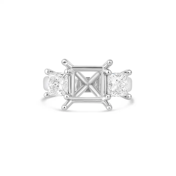 Engagement Collections Rings 14K White Gold ThreeStone Diamond Ring Princess Engagement Collections Rings 14K White Gold ThreeStone Diamond Ring Princess