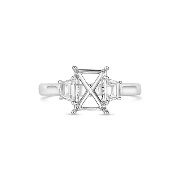Engagement Collections Rings 14K White Gold Three Stone Diamond Ring Trap Sides Engagement Collections Rings 14K White Gold Three Stone Diamond Ring Trap Sides