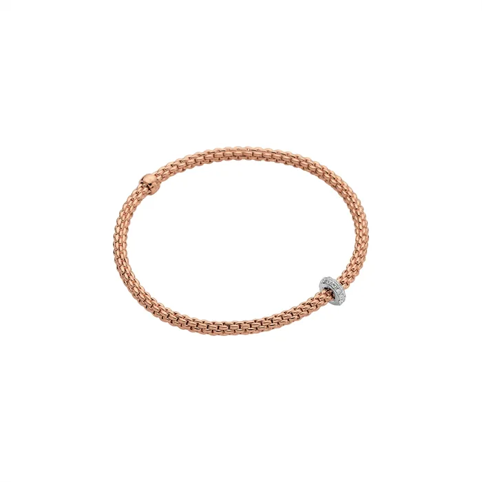 FOPE Bracelets Fope 18K Rose Gold Prima Bracelet with 18K White Diamond Rondel FOPE Bracelets Fope 18K Rose Gold Prima Bracelet with 18K White Diamond Rondel