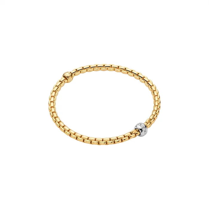 FOPE Bracelets FOPE 18K Yellow Gold Eka Tiny Collection Diamond Bracelet Medium Size