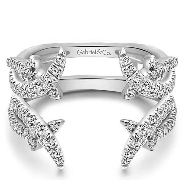 Gabriel Co Contemporary 14K White Gold Diamond Ring Enhancer Gabriel Co Rings