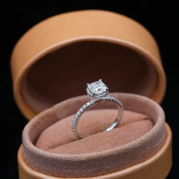 Hidden Halo Engagement Ring Set in 14K White Gold 150ct tw Cushion Cut Round Brilliant Clarity Enhanced Diamonds Diamond Source NYC Rings Hidden Halo Engagement Ring Set in 14K White Gold 150ct tw Cushion Cut Round Brilliant Clarity Enhanced Diamonds Diamond Source NYC Rings