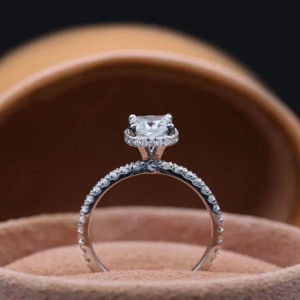 Hidden Halo Engagement Ring Set in 14K White Gold 150ct tw Cushion Cut Round Brilliant Clarity Enhanced Diamonds Diamond Source NYC Rings