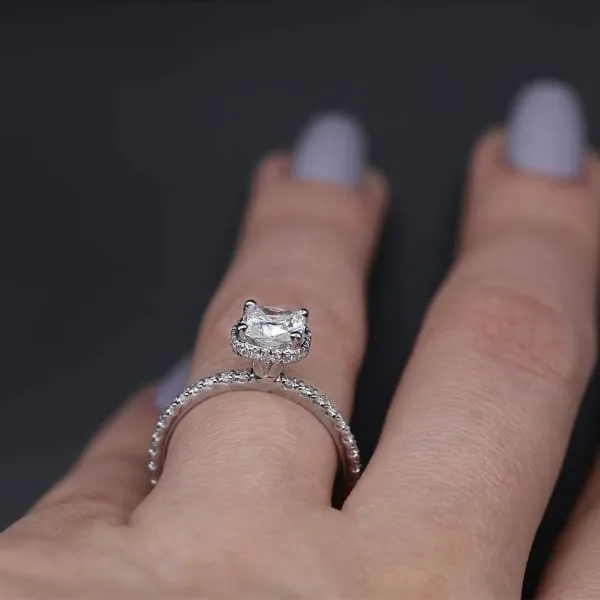 Hidden Halo Engagement Ring Set in 14K White Gold 150ct tw Cushion Cut Round Brilliant Clarity Enhanced Diamonds Diamond Source NYC Rings